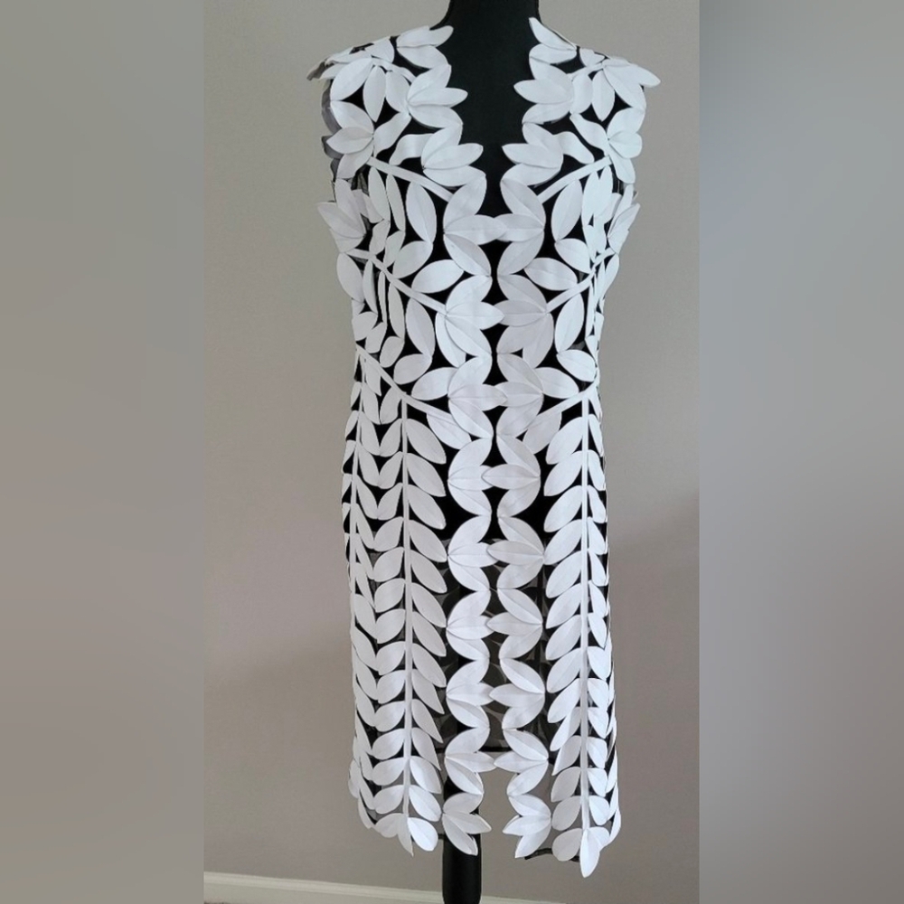 STUNNING Faux Leather White Leaf Vest - Picture 2 of 5